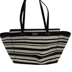 Kate Spade Dawn Sailing Stripe Tote Bag Purse Large Leather Beach Shoulder